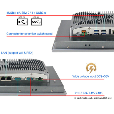 Incorporé montant le calcul industriel de résolution de pouce 1280x800 du PC 12 d'écran tactile d'écran plat