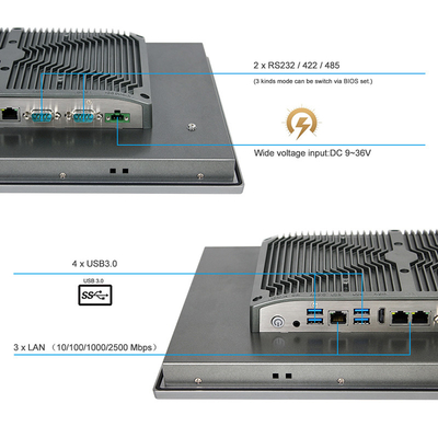 Large écran incorporé rocailleux IP65 Windows11 100*100 VESA Mounting de PC de 15,6 pouces