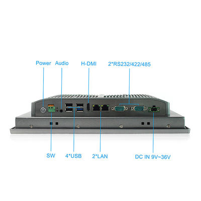 TPM2.0 PC industriel de bâti de panneau de 12 pouces, 9V-36V dc 1280 x ordinateur 800 industriel Fanless